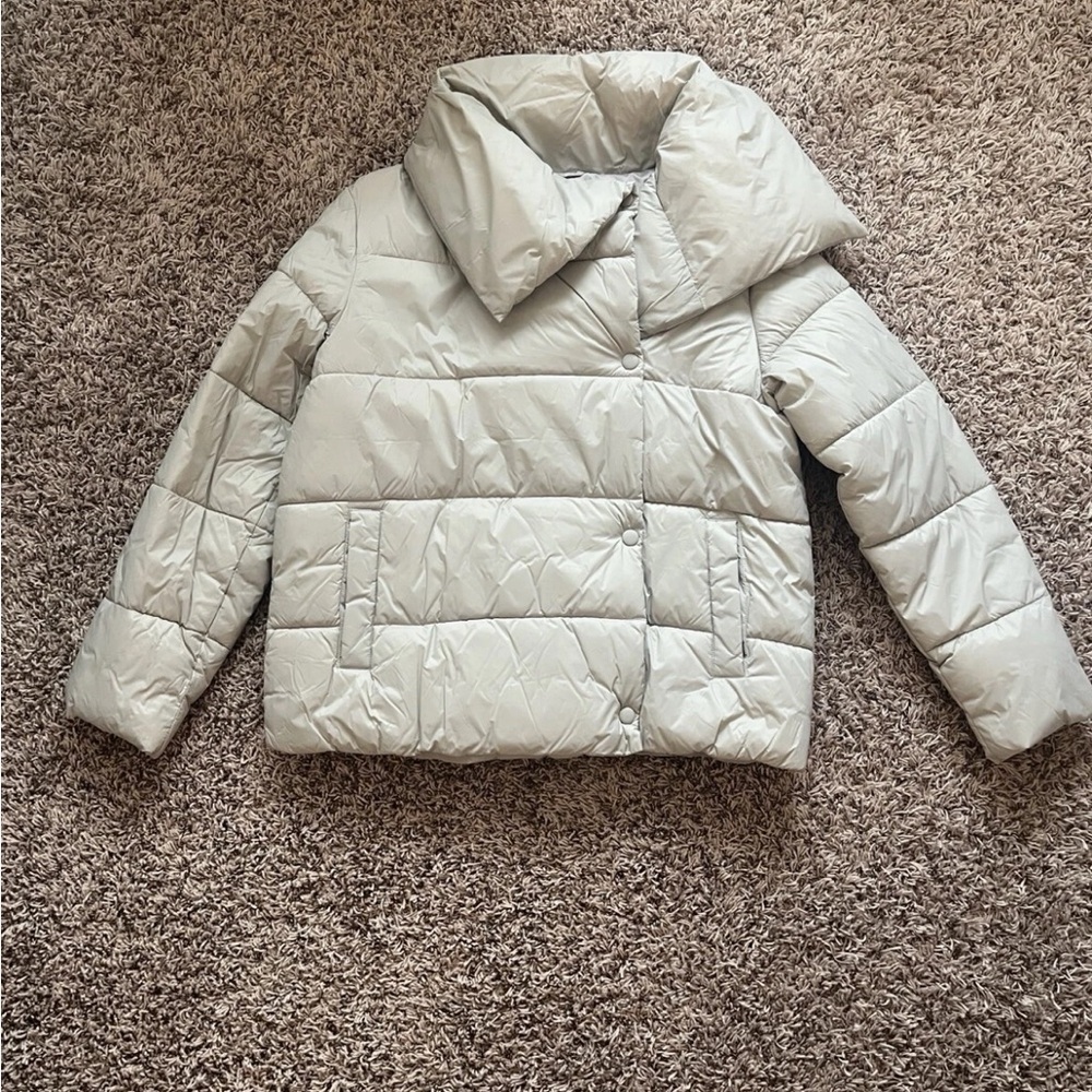 Banana Republic Funnel-Neck Puffer Coat, XS Cream/Tan